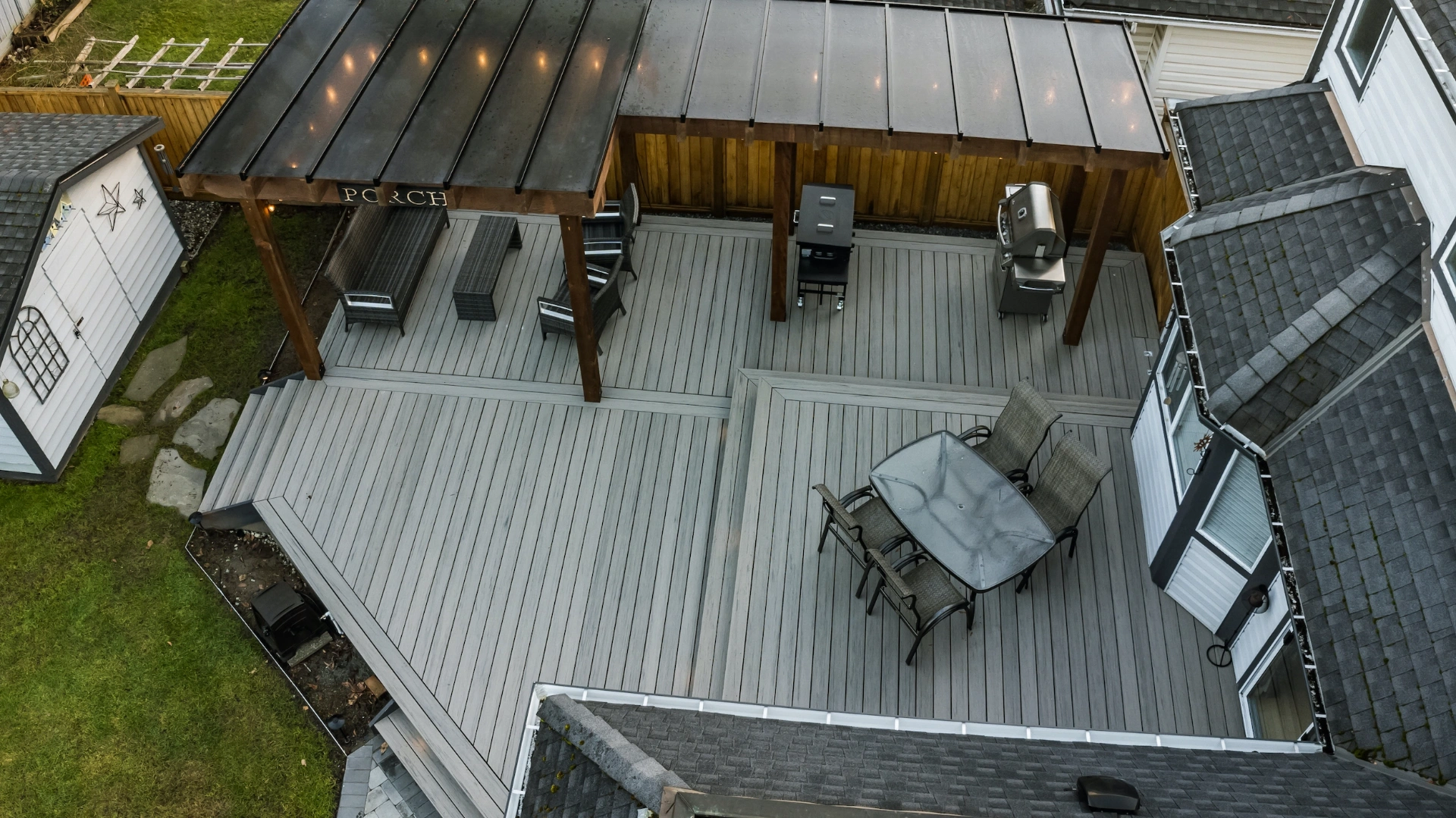 TimberTech composite deck with covered patio